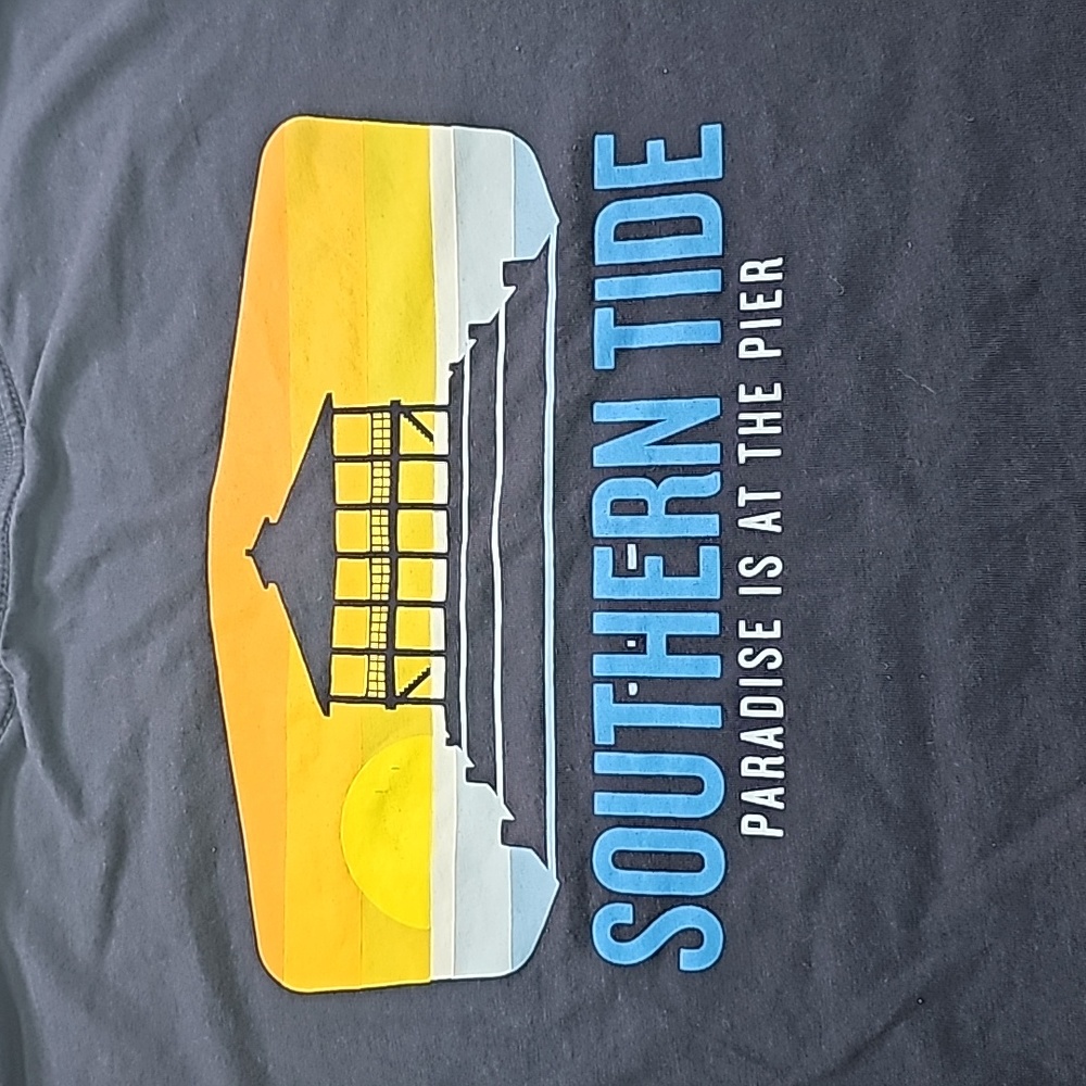 Mens Southern Tide Paradise is at the Pier TShirt